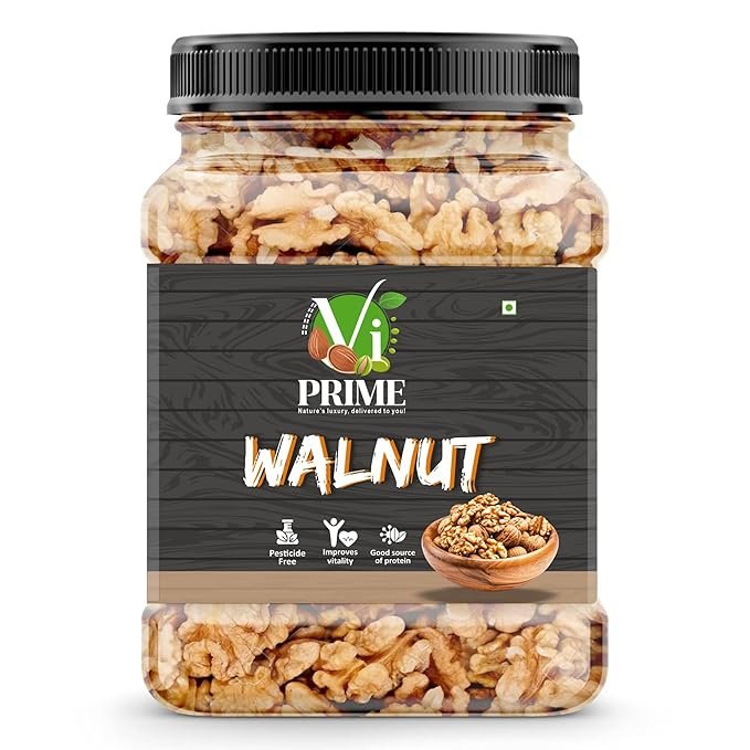 VI Prime Walnut Kernels | Akhrot Giri | Natural Unsalted Dry Fruit | Brain Boosting Healthy Nuts | Rich in Omega 3, Protein, Antioxidants | 200 Grams Jar