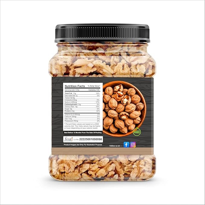VI Prime Walnut Kernels | Akhrot Giri | Natural Unsalted Dry Fruit | Brain Boosting Healthy Nuts | Rich in Omega 3, Protein, Antioxidants | 200 Grams Jar - Image 4
